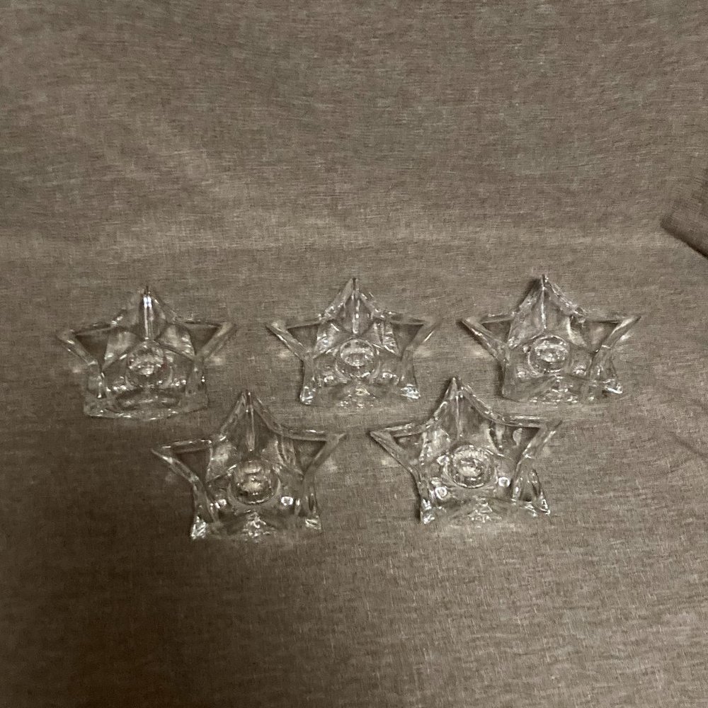 SET OF 5 VINTAGE CRYSTAL STAR SHAPED CANDLE HOLDERS